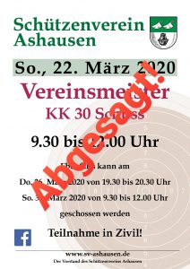 Vereinsmaisterschaft KK 2020 Schützenverein Ashausen